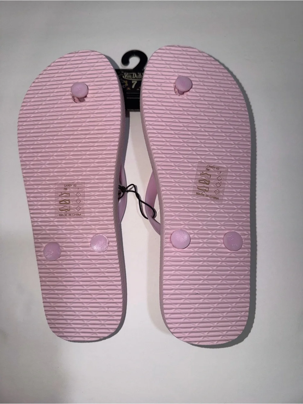Von Dutch Pink Logo Pattern Flip Flops